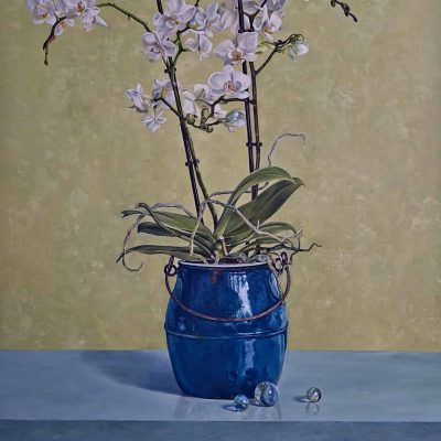 orchidee-in-blauwe-pot